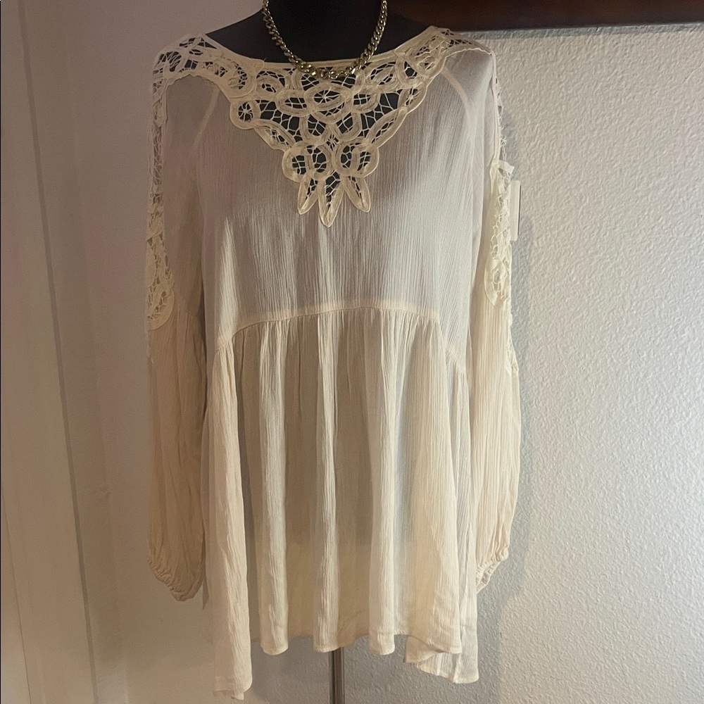 By Together Cream Lace Detail Blouse